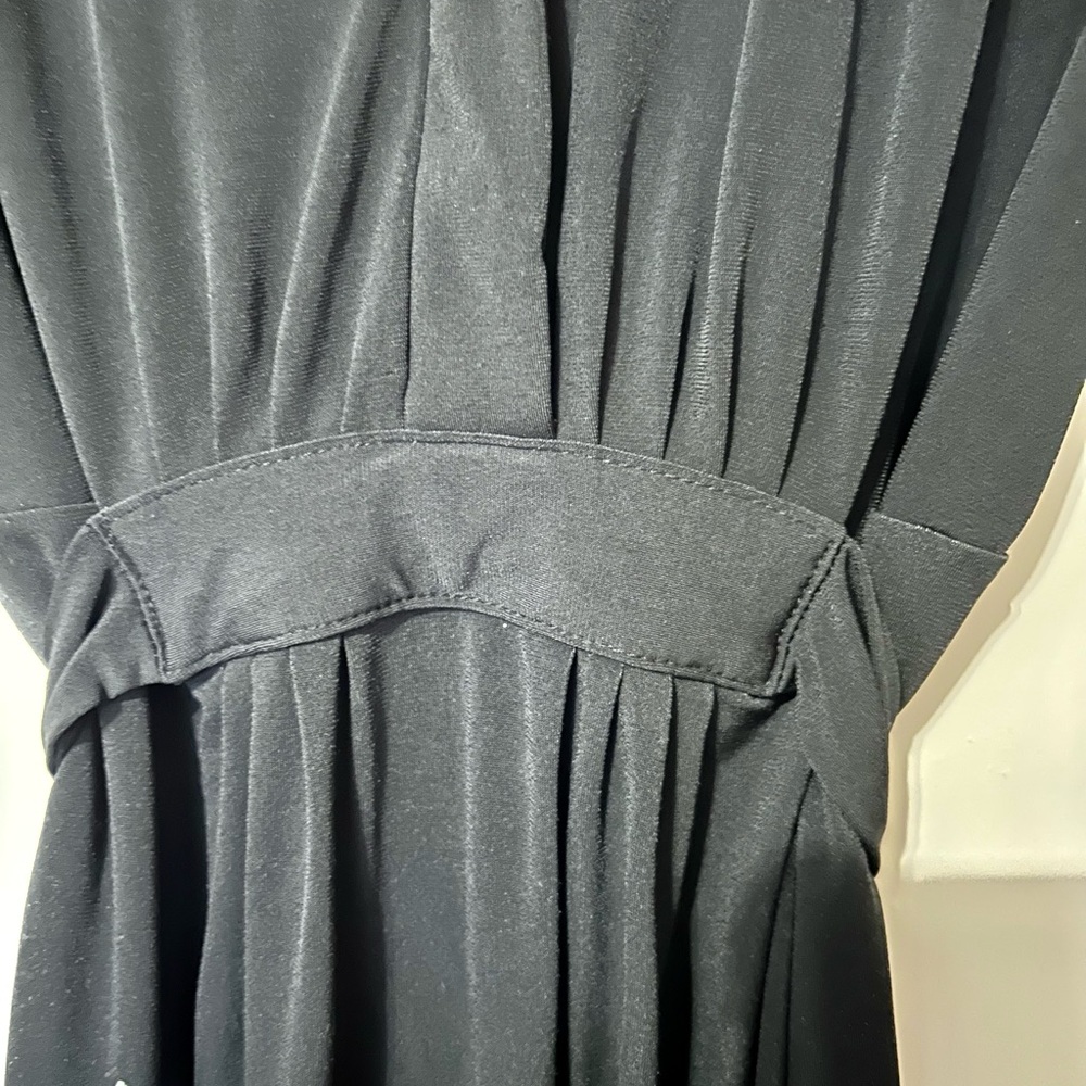 GAP Small Black Dress Shoulder details self Belt Colorful Floral Bottom Darling! - Picture 3 of 6